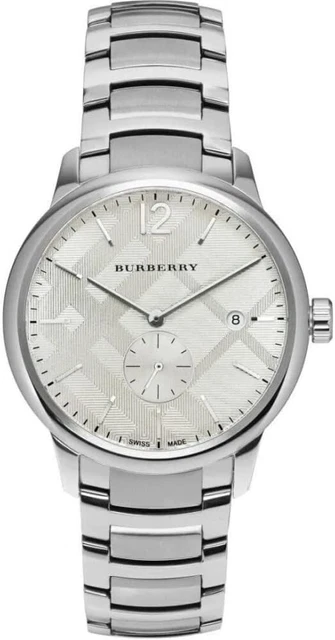 Burberry medium check stamped bracelet watch 34mm deals