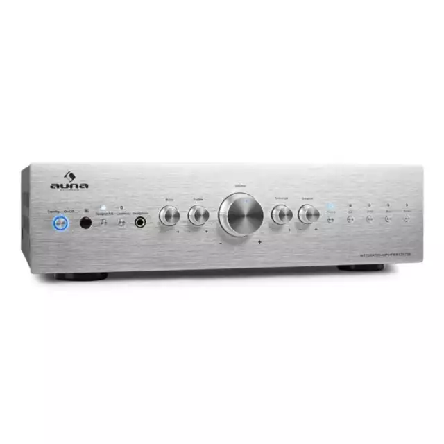 Super Auna Av2-Cd708 S Audio Hifi Stereo Verstärker Endstufe Amplifier Silber