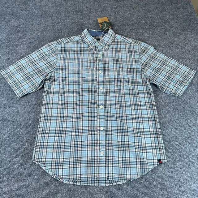 Woolrich Shirt Mens Small Blue Plaid Short Sleeve Cotton Button Down S NWT NEW