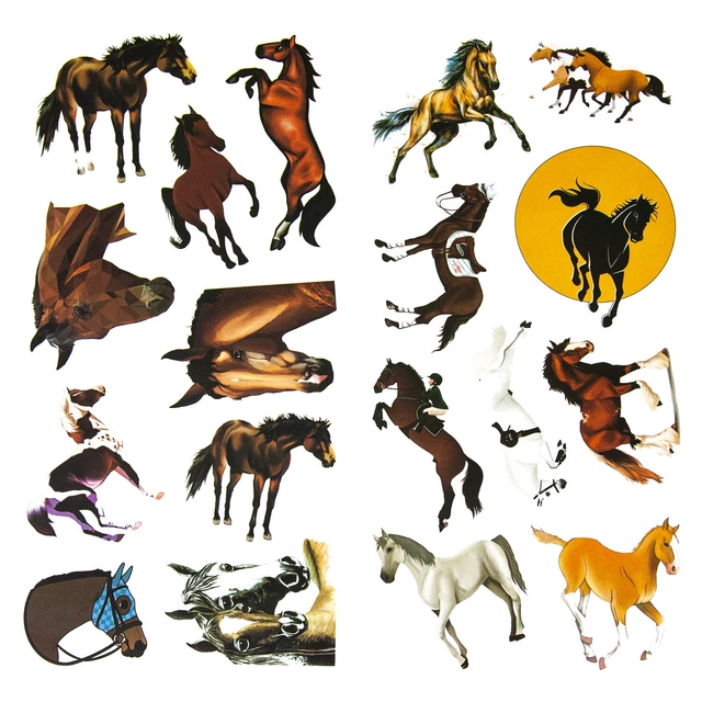 Pferde-Sticker Set, 2 Bögen – Handgefertigte Aufkleber Für Journal, Planer & Bullet Journal, Motive: Reiten, Pferde, Turnier