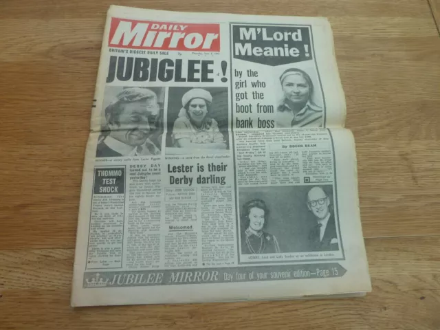 1977 June 2 Original Daily Mirror Newspaper Jubilee Tillie Page 3