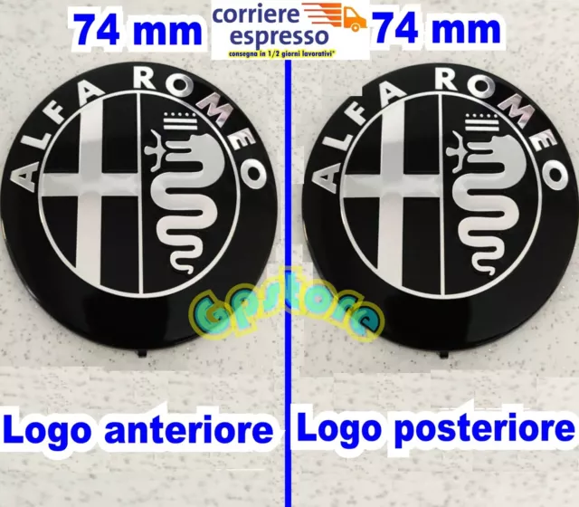 Logo Fregio Alfa Romeo Giulietta Mito 147 156 Gt Stemma Nero Argento 2 Pezzi