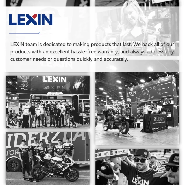 LEXIN B4FM Motorcycle Intercom Helmet Bluetooth 5.0 Headset 10 Riders 1.2 miles 2