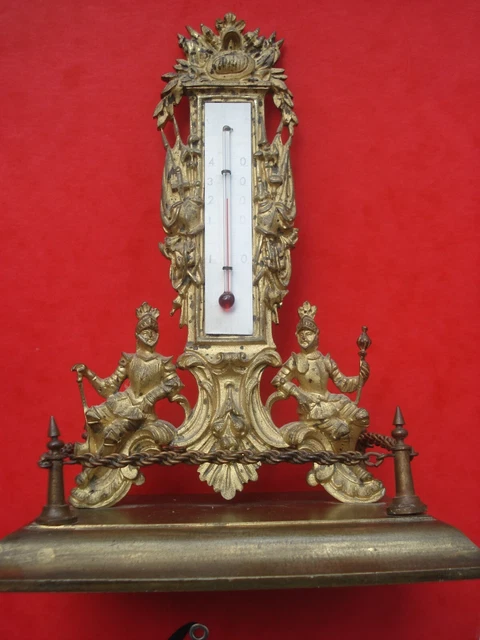 Ancien thermomètre souvenir de plage régule bateau voilier socle en marbre
