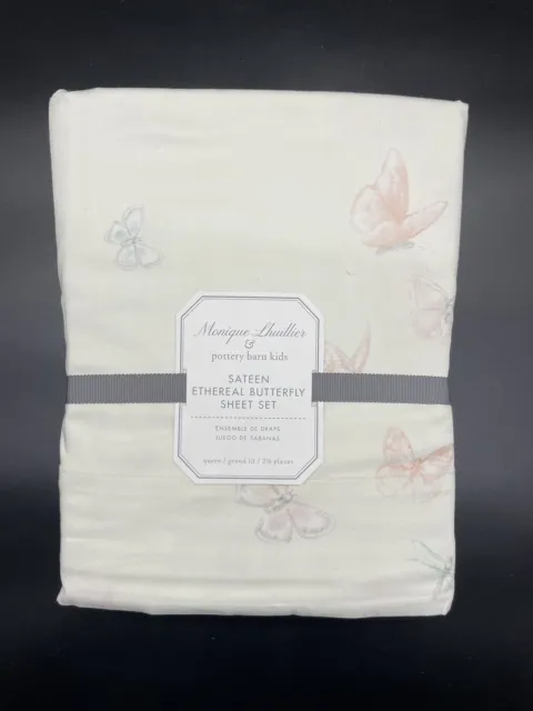 Pottery Barn Kids Monique Lhuillier Ethereal Butterfly Organic Queen Sheets Nwt