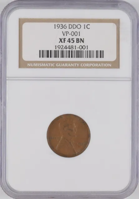 1936 U.S. 1¢ - Lincoln Wheat Cent - NGC XF45BN (Double Die Obverse)