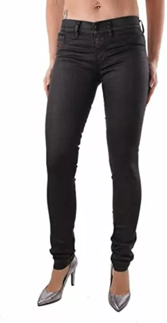 Diesel Livier RE266 Women Jeans Waxed Slim Jegging Black
