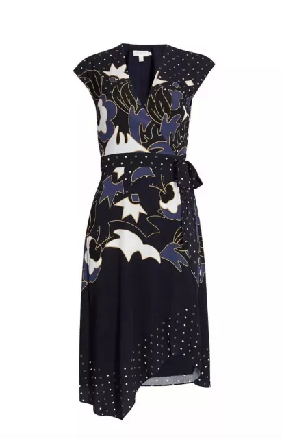 Ted Baker Sz 16  (5) Beautiful Saretti Masquerade Print Wrap Dress Immaculate