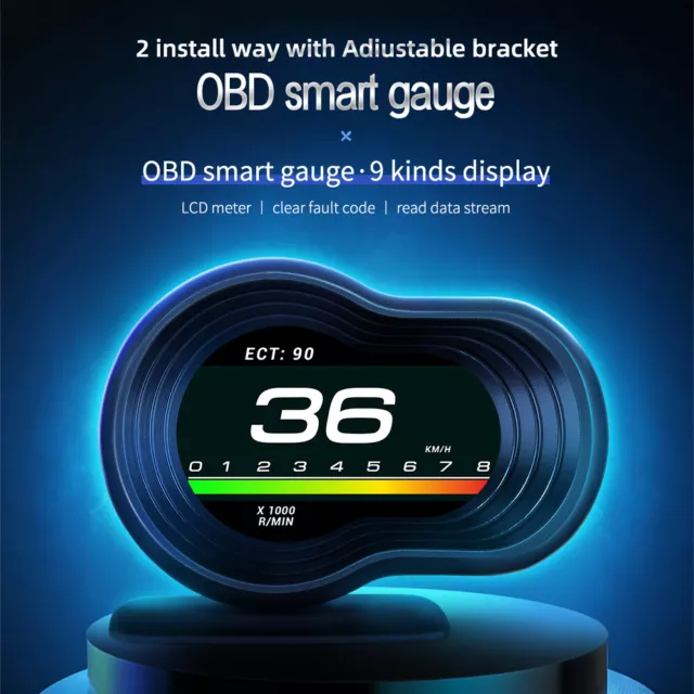 Auto Head Up Display Gauge GPS Smart Car HUD Gauge Digital Speedometer OBD2 AU 2