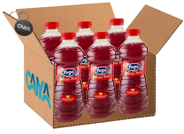 6X Yoga Rosso Mix Succo e Polpa di Mela, Uva, Sambuco e Mirtillo 1L + Portachiav