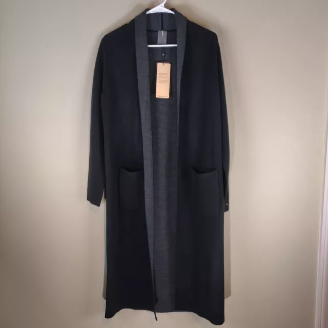 NWT Calia Journey Size S Black Heather Grey Duster Cardigan Sweater Packable