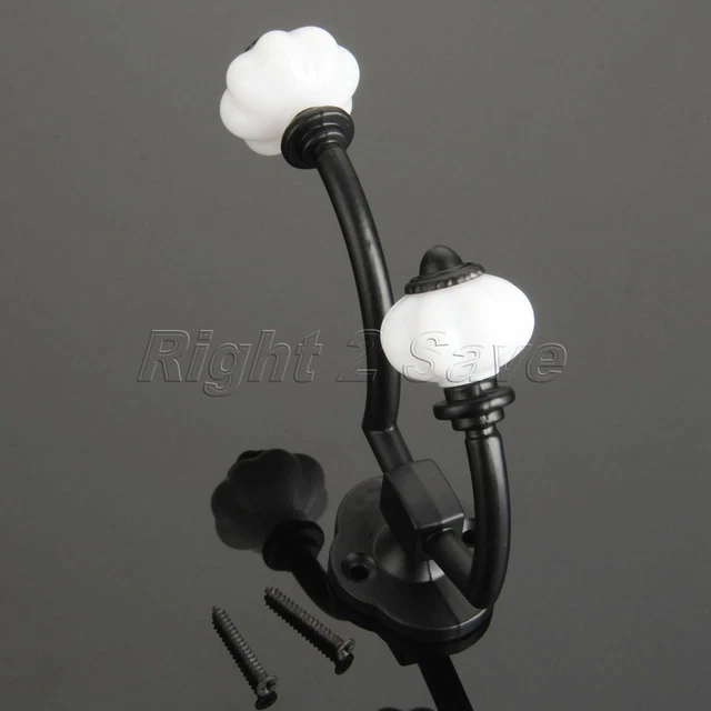 1Pc Wall Metal Hook Hanger With Ceramic Knobs For Clothes Coat Hat Tower Hanging