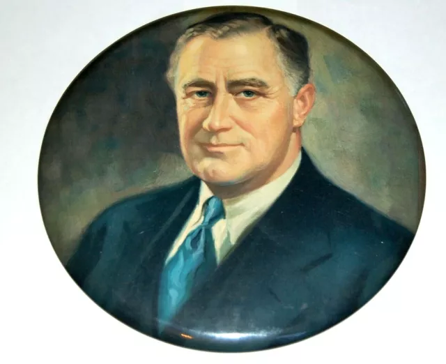 1936 FRANKLIN D. ROOSEVELT 9" HANGER fdr campaign pin pinback button PRESIDENT