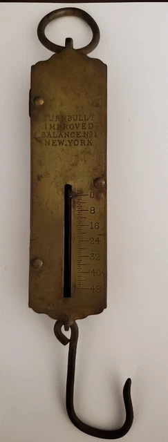 Antique Turnbull Brass Face No. 1 Balance Scale, 48 Pound, New York