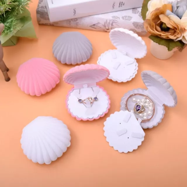 Shell Shape Velvet Display Gift Box Case Lady Jewelry For Earrings Necklace Ring