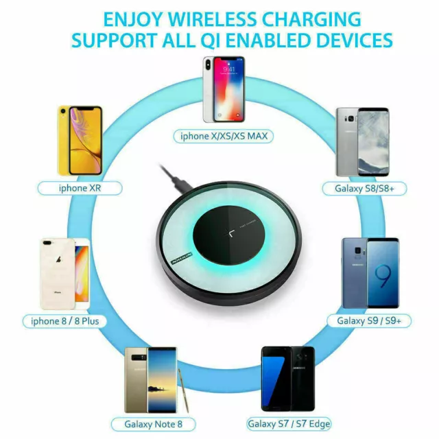 Wireless Charger Qi-Certified Universal Slim Charging Pad w/ Micro USB Cable 2