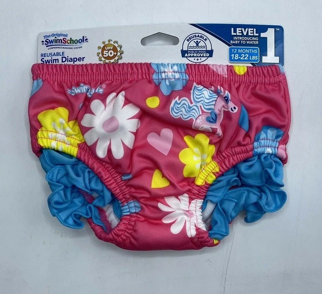 Girls Size 12M (18-22lbs) SwimSchool Reusable Swim Diaper Public Pool Approved