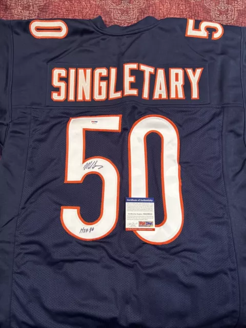 Mike Singletary Signed Chicago Bears Blue Jersey #50 Inscribed HOF 98 PSA/DNA