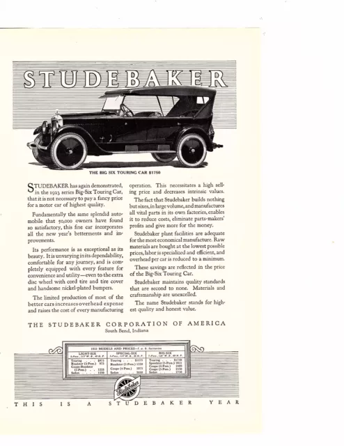 Studebaker Builder of Champions BIG SIX TOURING CAR 1923  (OZ 248)