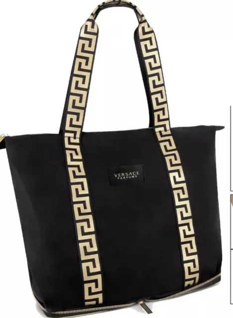 Versace tote bag online black and gold