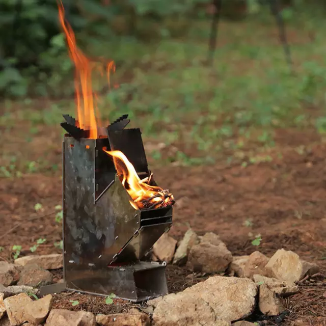Mini poêle à bois de Camping Portable pliable, barbecue, Grill, brûleur de  charbon de bois d'extérieur, pour la cuisine - AliExpress