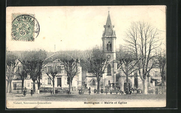 CPA Montlignon, Mairie et Eglise 1907
