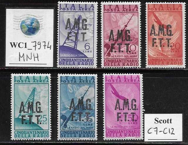 WC1_7974. TRIESTE FTT. 1947 50th ANN. RADIO INVENTION air set. Scott C7-C12. MNH