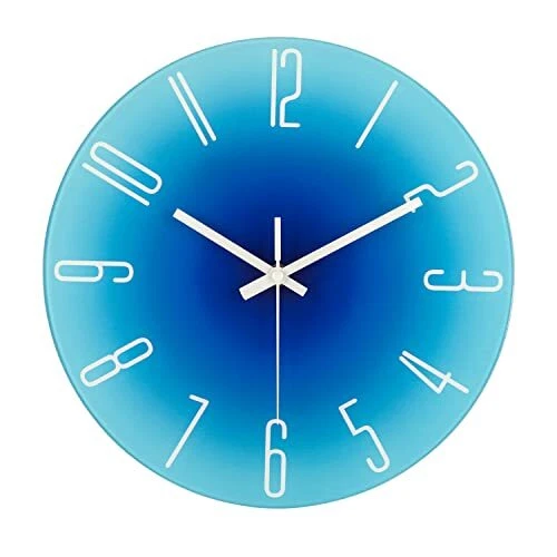 Topkey Orologio da parete in vetro silenzioso da 30.5 cm, facile da (V2B)