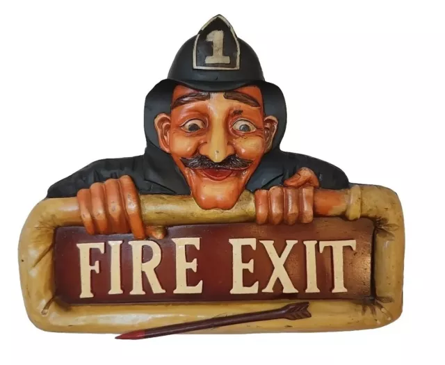 Firefighter Fireman~Fire Exit~ANTIQUE STYLE SIGN~3D Wall Art Man Cave 12"T x15"W