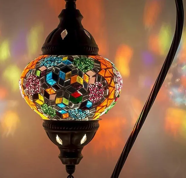 Lampada da tavolo a collo di cigno in mosaico di vetro Tiffany turco marocchino 3