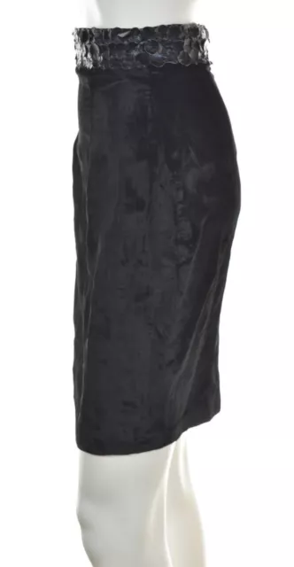 Daniela Corte Womens Skirt Size XS Black Velvet Pencil Knee Length Polyester 3