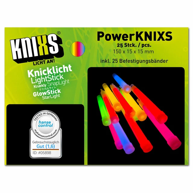 KNIXS Power-Knicklicht 4er Bulkpack – 25x Rot, 10 Cm Länge, Ø 1,5 Cm, Leuchtstark & 8 Std. Leuchtdauer – Inkl. Befestigungsbänder