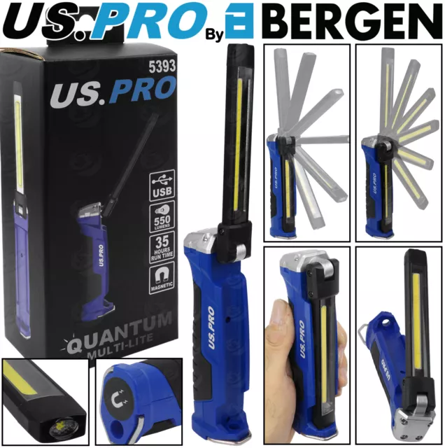 BERGEN COB LED Work Light Torch Cordless Li-Ion USB Rechargeable Multi-Light Mag