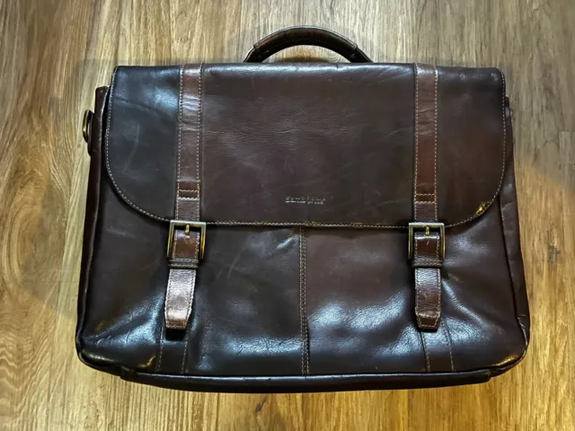 Samsonite Double Gusset Leather Laptop Messenger Travel Bag / Briefcase Brown