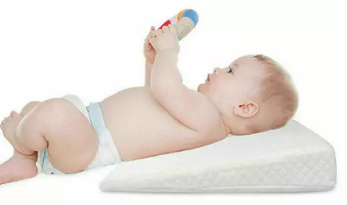Baby Keilkissen Anti-Reflux Kolik Kissen für Kinderwagen Krippe Kinderbett Bett Flachkopf Schaum 2