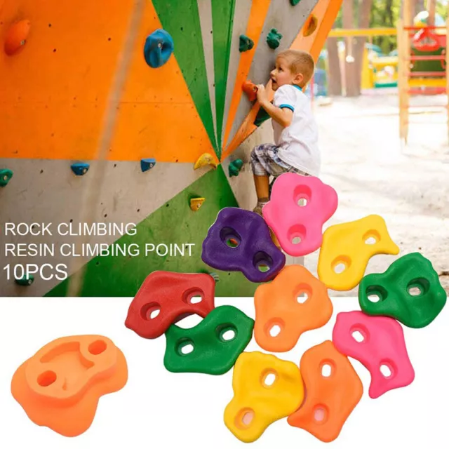 Plastic Kid Rock Climbing Wood Wall Stones Hand Foot Holds Grip Kits Games Z1