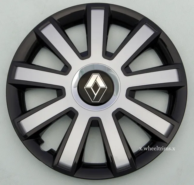 Brand new black/silver 15" wheel trims hub caps to fit Renault Clio