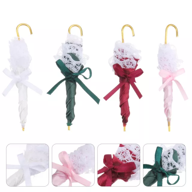 4 Pcs Puppenhaus-Regenschirm Stoff Haushaltsgegenstände Dekoration Zubehör