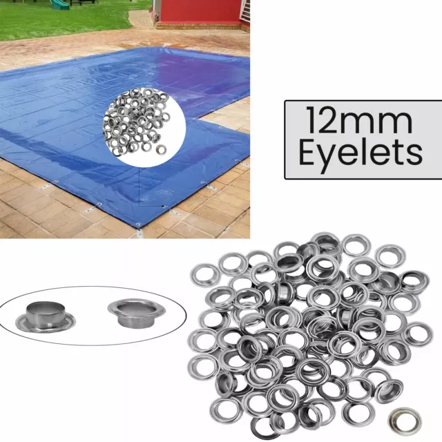 12mm Silver Eyelets Grommets Heavy Duty for Tarpaulin Banner 100/500/1000pcs
