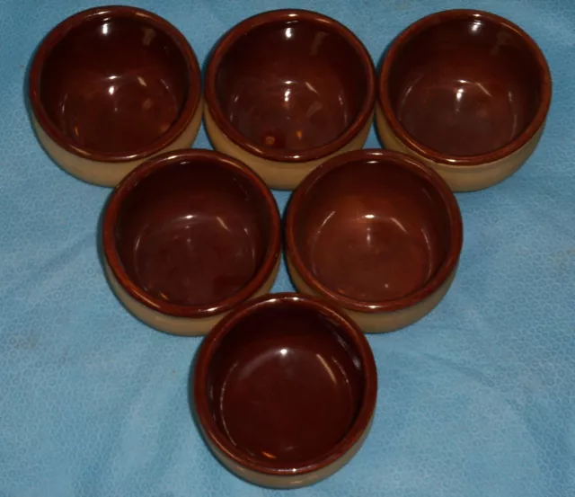 Beautiful Set of Six Vintage Watt Small Stoneware Bean Cup / Custard Bowl 75 USA 2