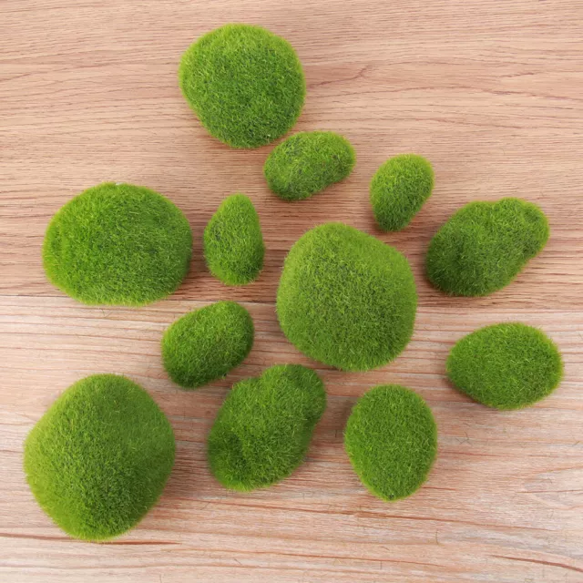 Artificial Moss Rocks for Home Decor - Set of 12 Moss Stone Pieces