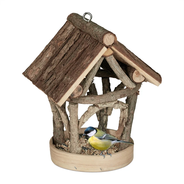 Nichoir à Oiseaux En Bois Naturel - 16x14x20 Cm, Résistant Aux Intempéries