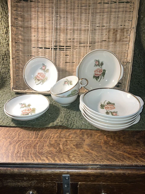 Universal Ballerina Rose lot of 11 pcs 6 cereal bowls, 3 fruit bowls, 2 cups