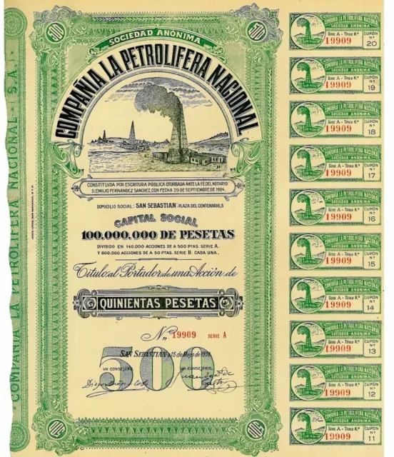 LOT(S) of 4 RARE 1928 SAN SEBASTIAN SPAIN OIL BONDS w COUPONS! RETAIL $50 EACH!!