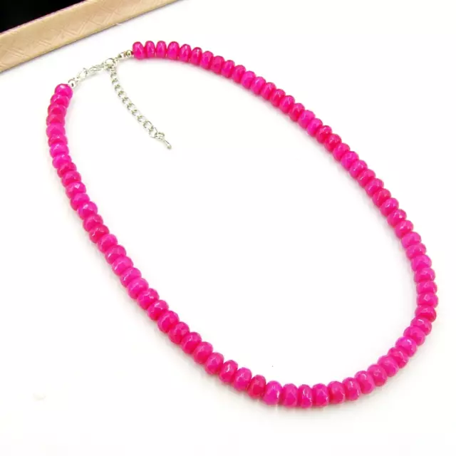 BAILYSBEADS edle  pink Rubin-Kette Halskette Collier Radform 5x8mm NH070