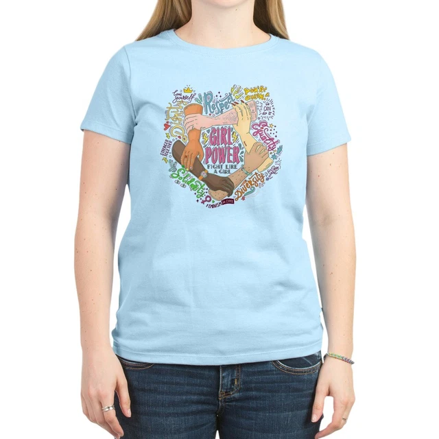 CafePress Girl Power T Shirt Crew Neck Tee (219726118)