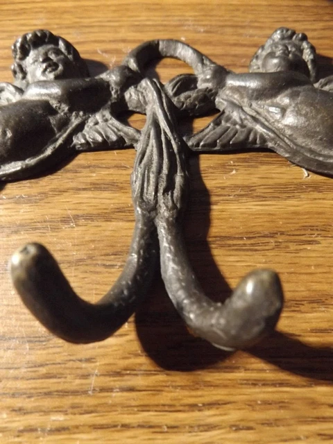 Antique Brass Cherub   Hanger  f or Coats,  Towels,  Clothes   6.5" X 4" X 1.25" 5