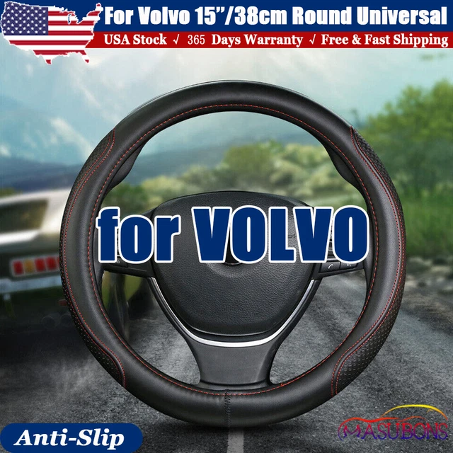 100% Genuine Leather Steering Wheel Cover For Volvo Truck Vnl 730 New Black Red