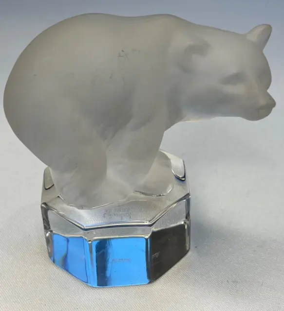 Vintage Goebel Polar Bear Frosted Glass Paperweight 1985 Clear Base