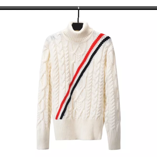 Thom Browne Classic Turtleneck Unisex Wool Striped Pullover Sweater 2